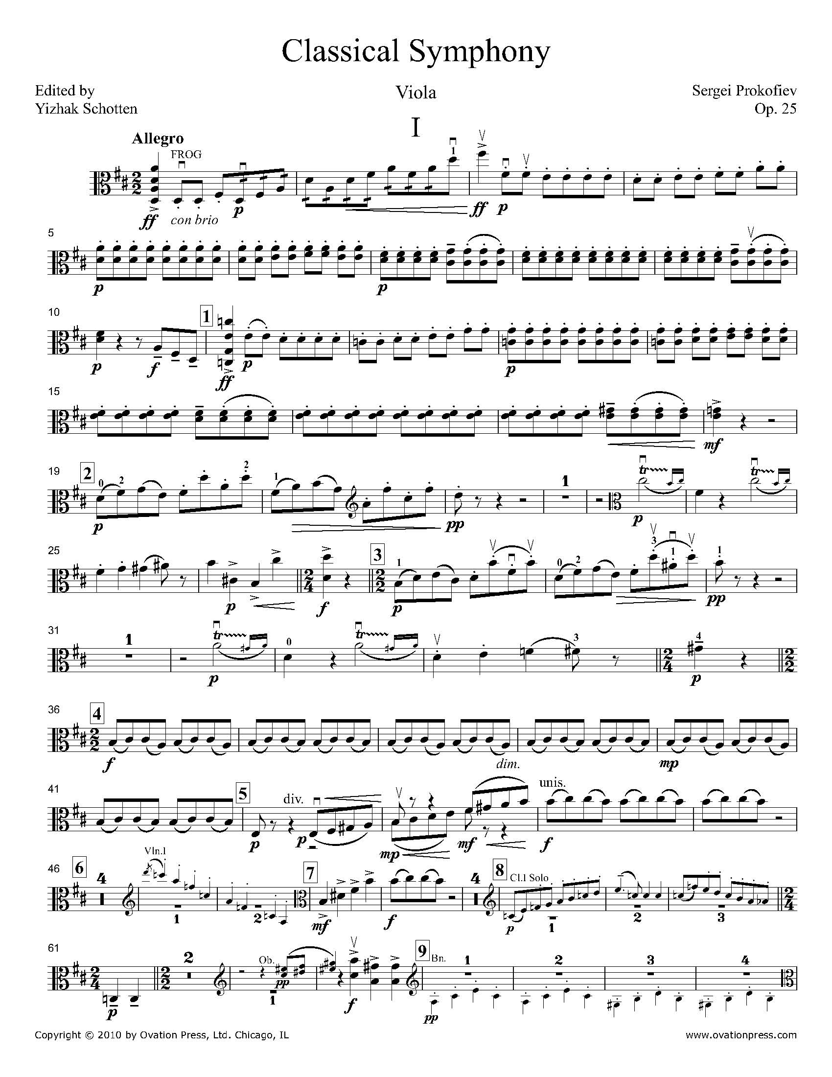 Prokofiev Classical Symphony Viola Part By Yizhak Schotten Prokofiev Classical Symphony Viola Part By Yizhak Schotten