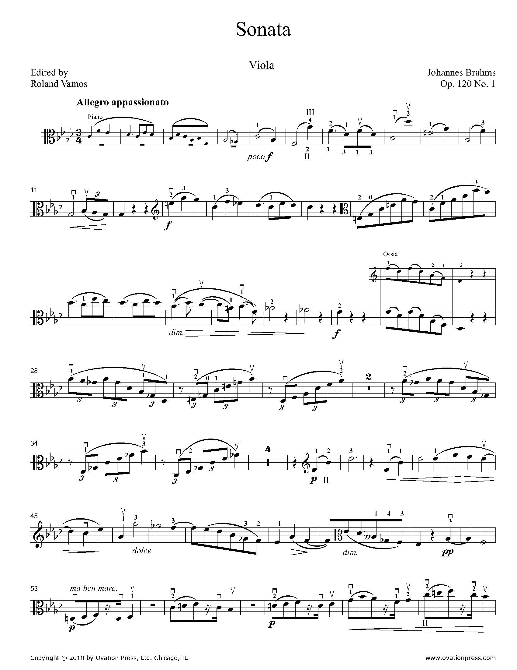 Sonata Op. 120 No. 1 Viola