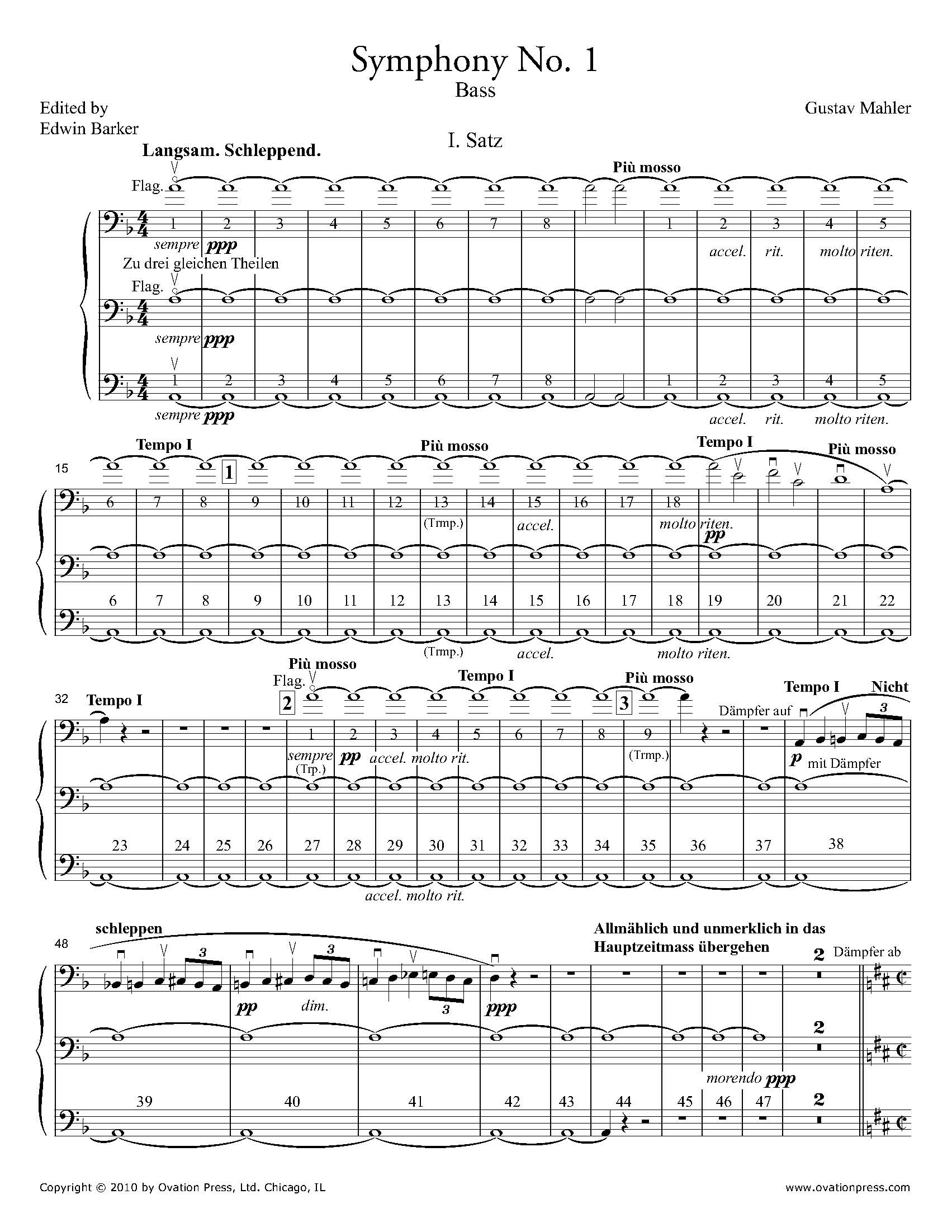 Se asemeja Que pasa Exponer Mahler Titan Symphony No. 1 Bass Part by Edwin Barker