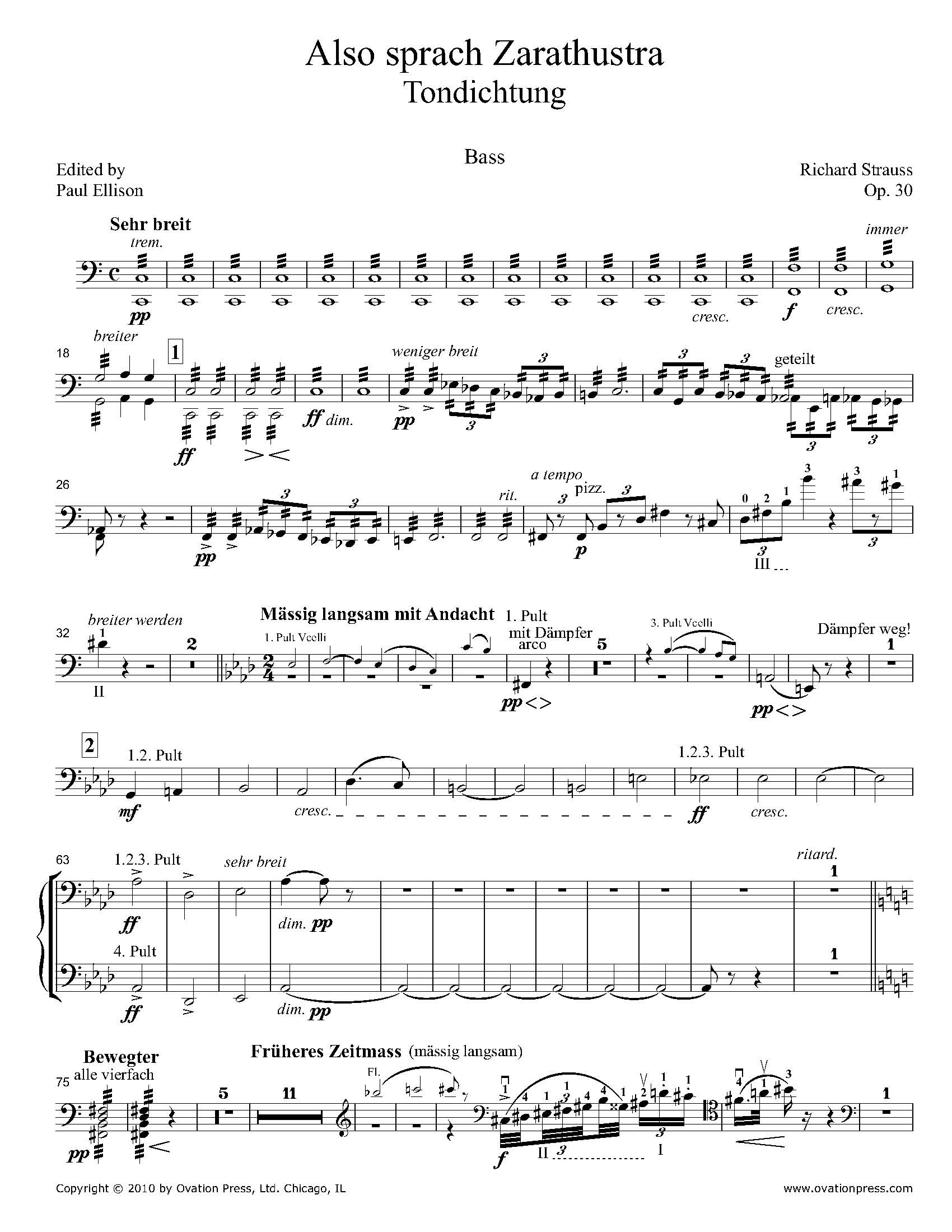 Thus spake zarathustra free sheet music