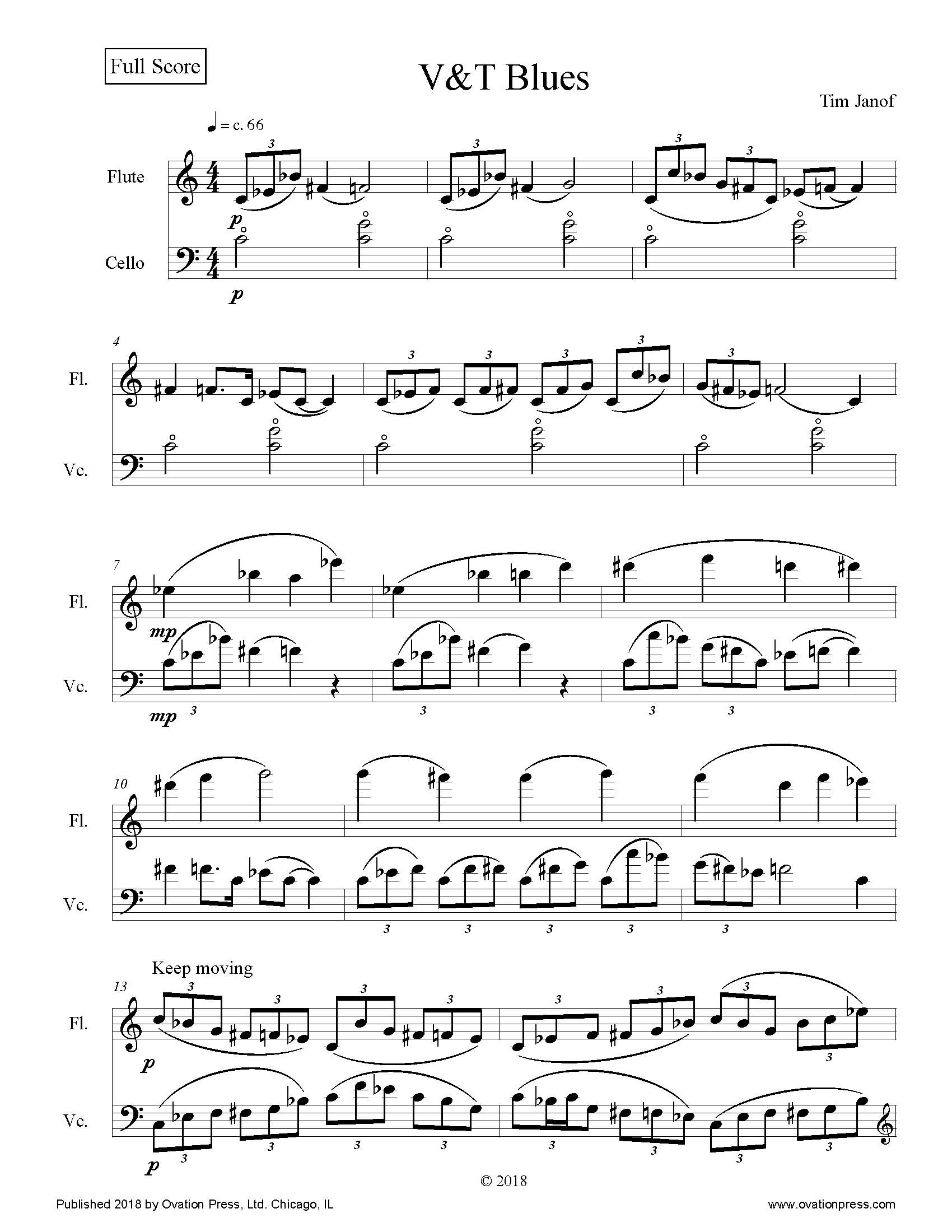 V T Blues for Cello and Flute Cello and Flute