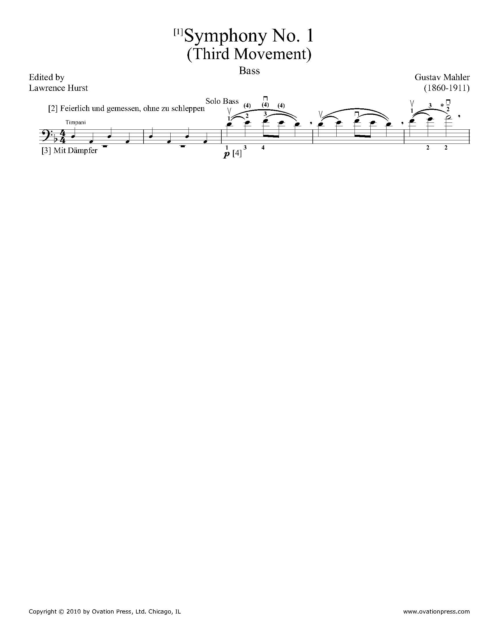 La Iglesia Uganda ven Mahler Titan Symphony No. 1 Bass Excerpt by Lawrence Hurst