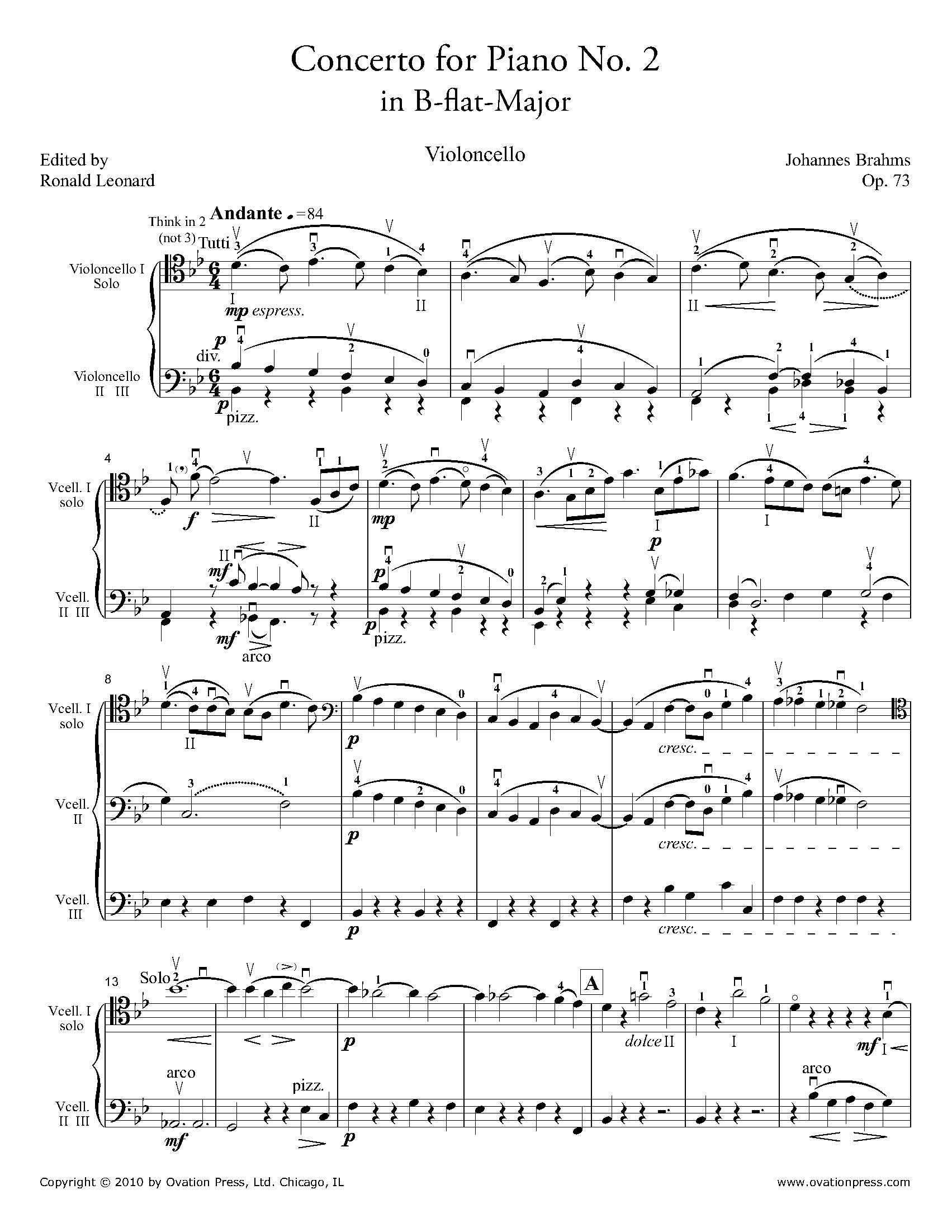 Brahms Concerto for Piano No. 2 - Cello