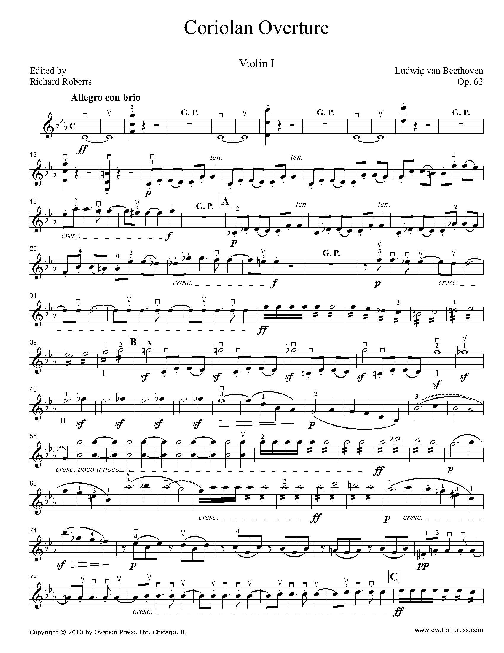 Beethoven Coriolan Overture - Violin I