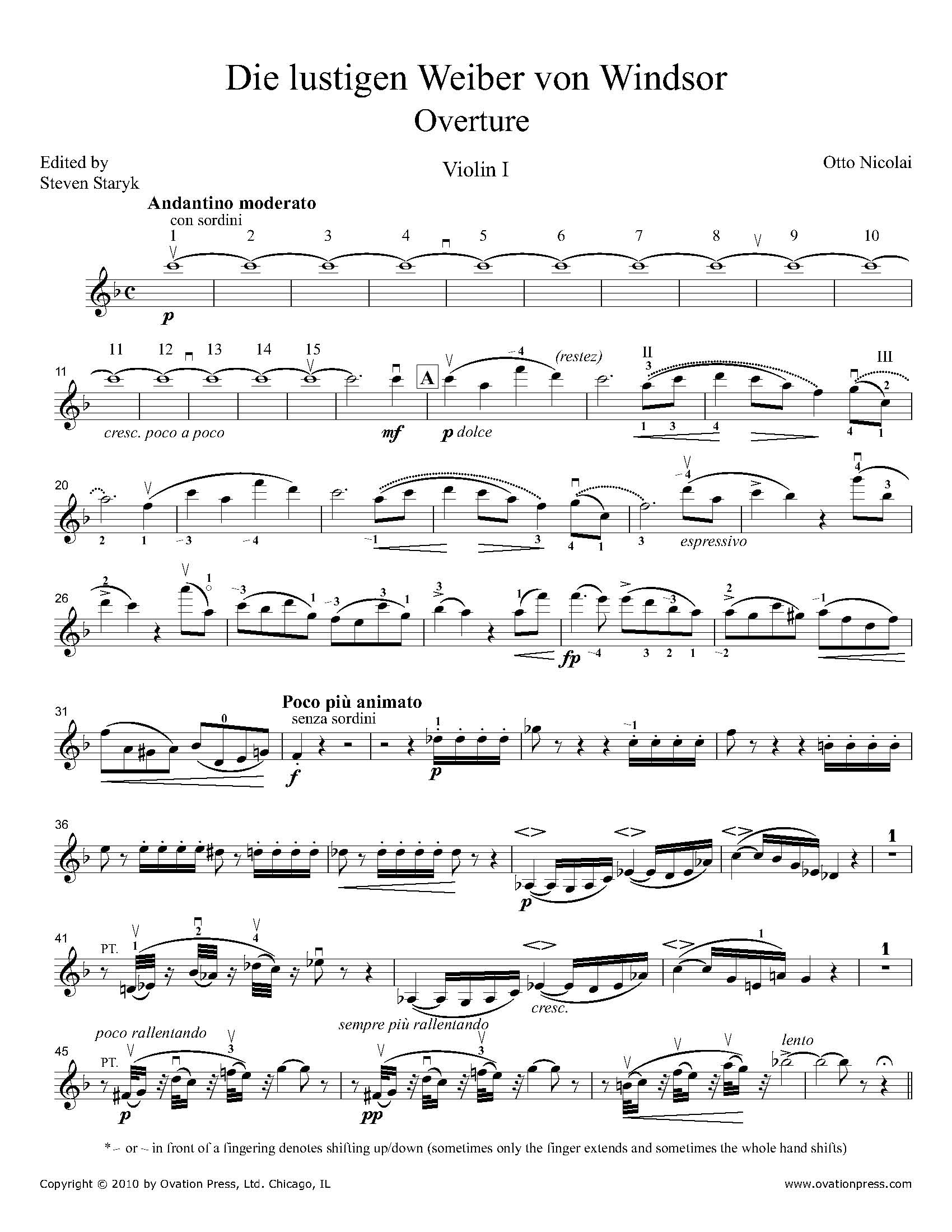 Nicolai The Merry Wives of Windsor Overture - Violin I