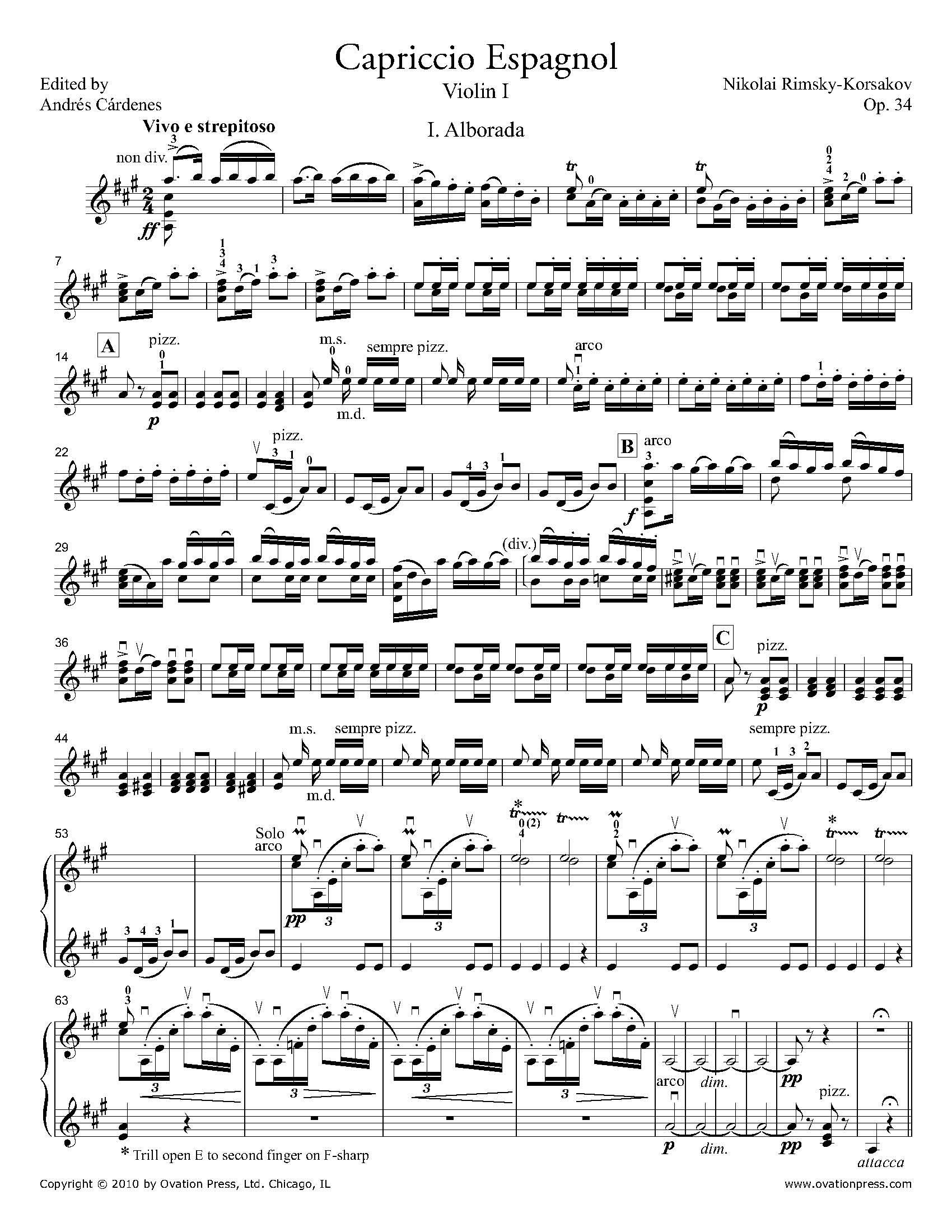 Rimsky-Korsakov Capriccio Espagnol - Violin I
