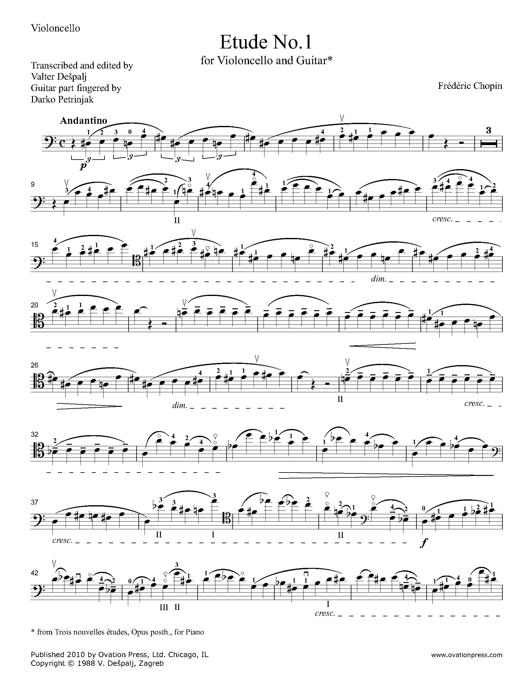 Chopin Etude No. 1 (for Cello and Guitar)