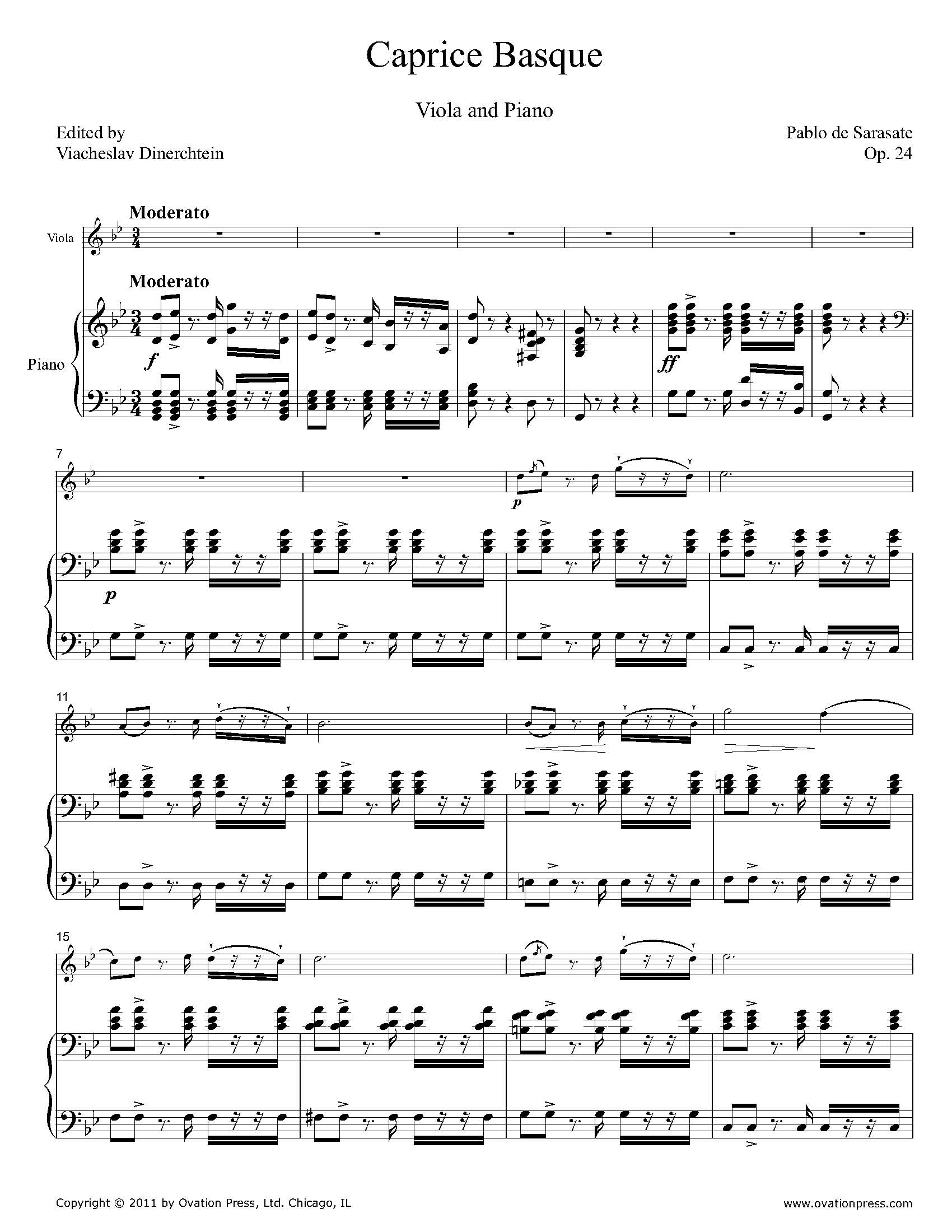 Sarasate Caprice Basque for Viola and Piano