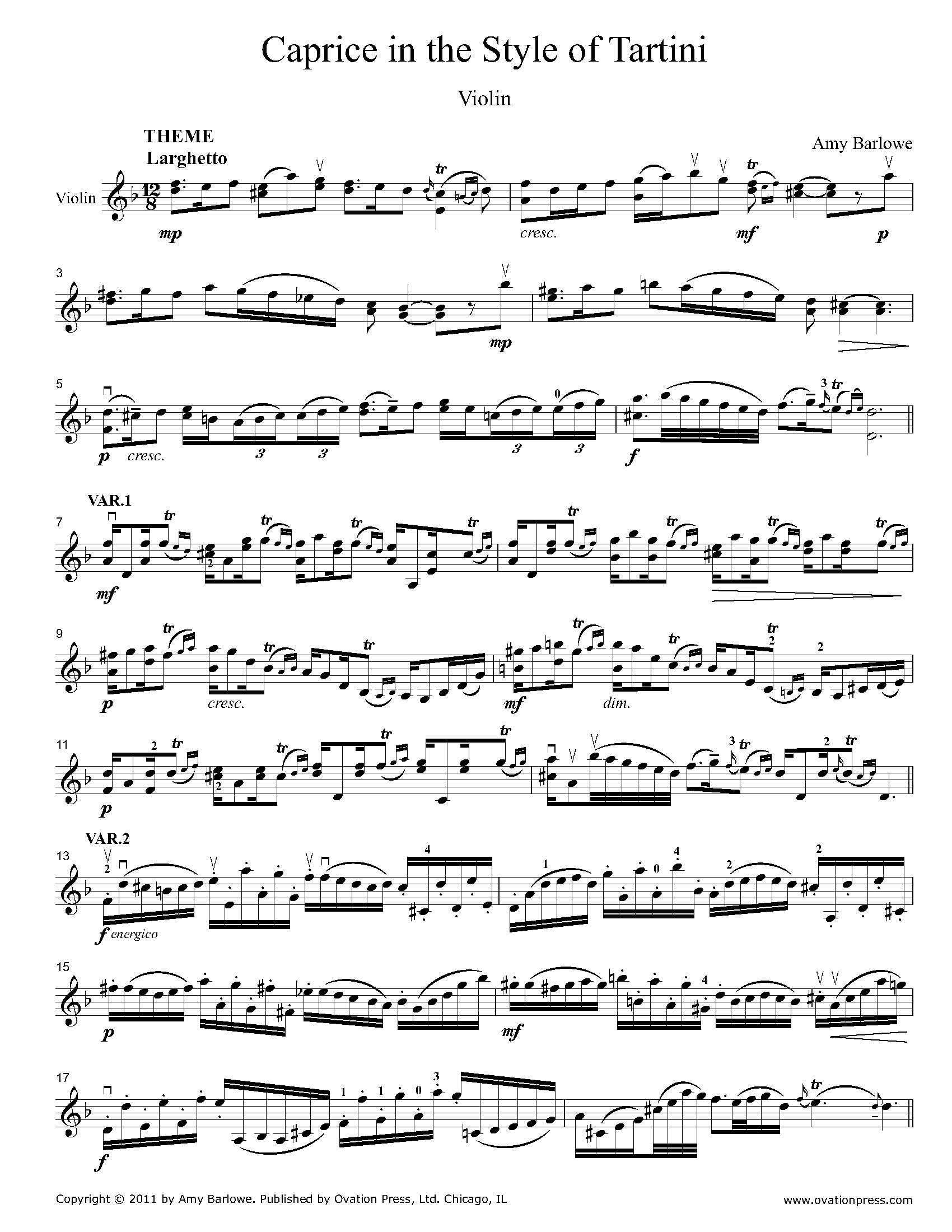 Caprice in the Style of Tartini for Violin