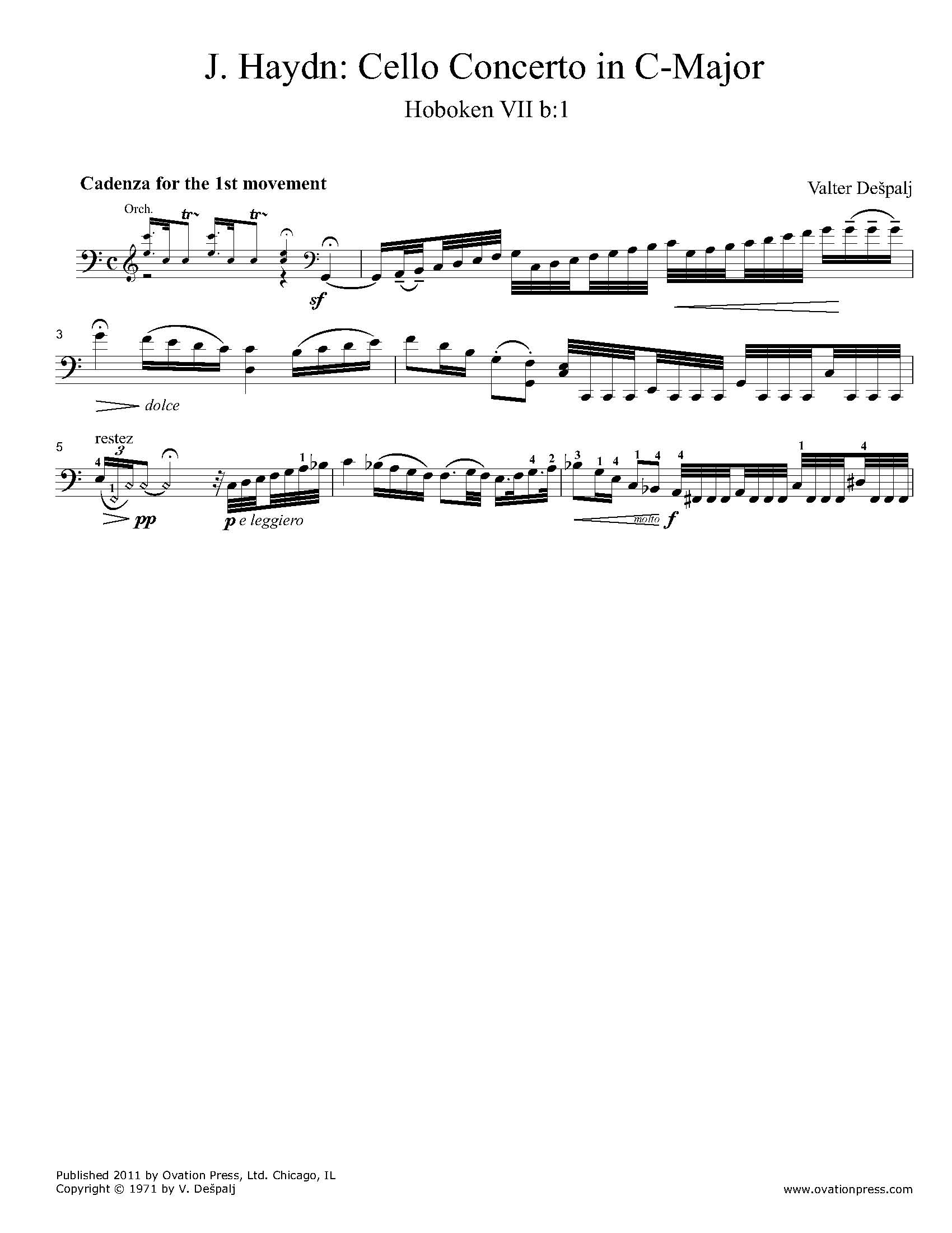 Haydn Cello Concerto No. 1 in C-Major Cadenzas