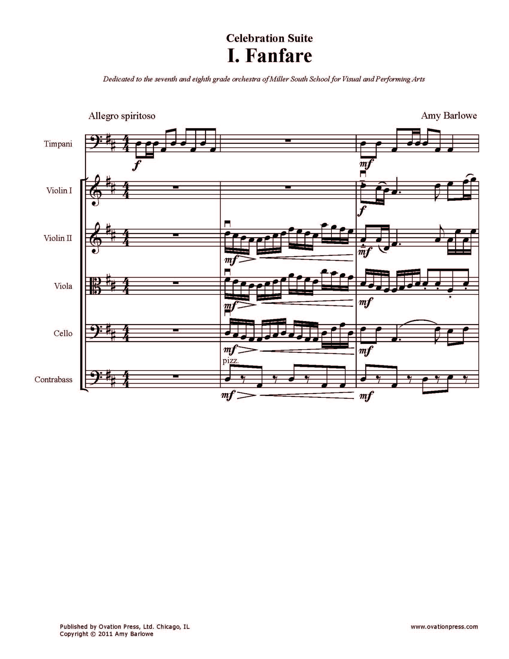 Barlowe Celebration Suite for String Orchestra, Percussion and Sopranos