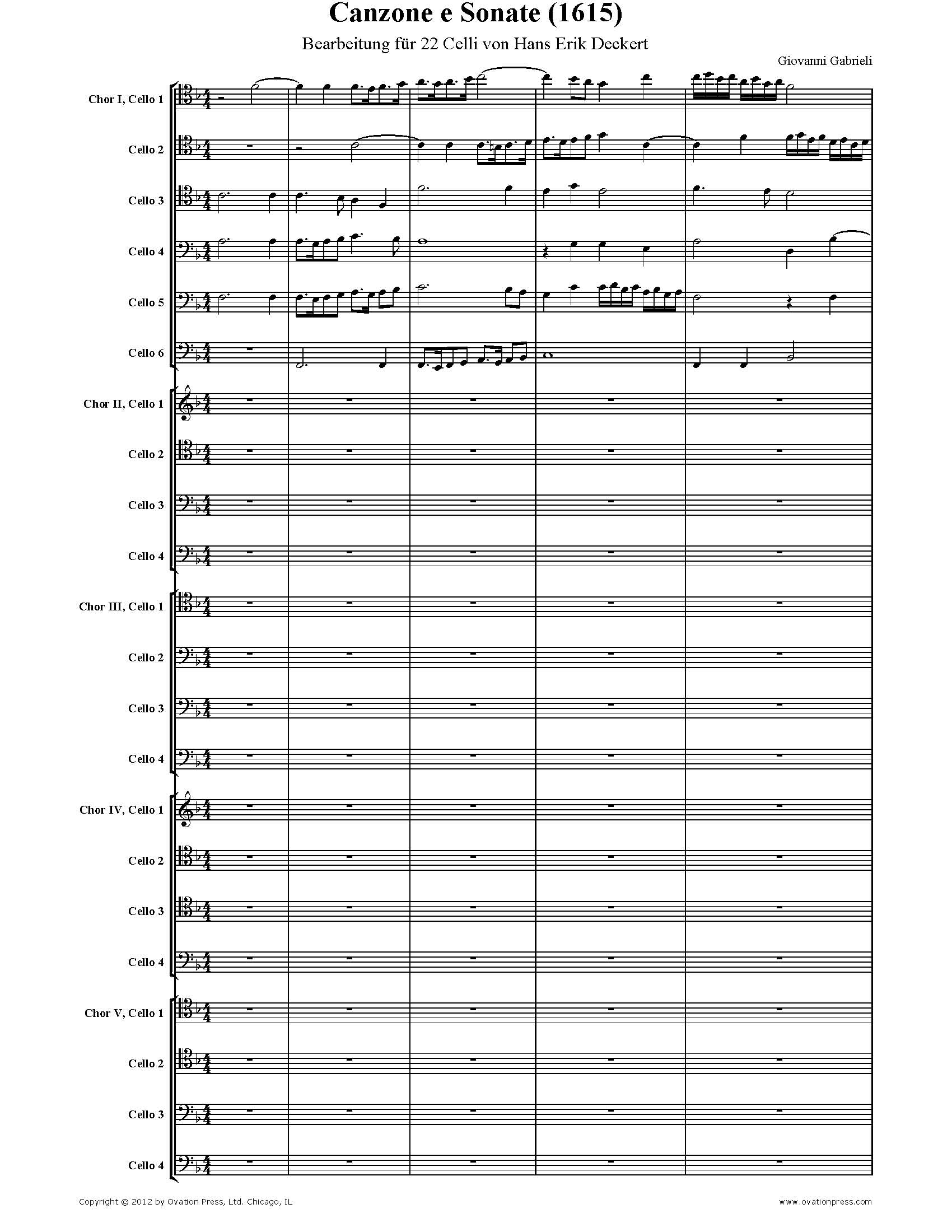 Gabrieli Canzone e Sonate 1615 Arranged for 22 Celli