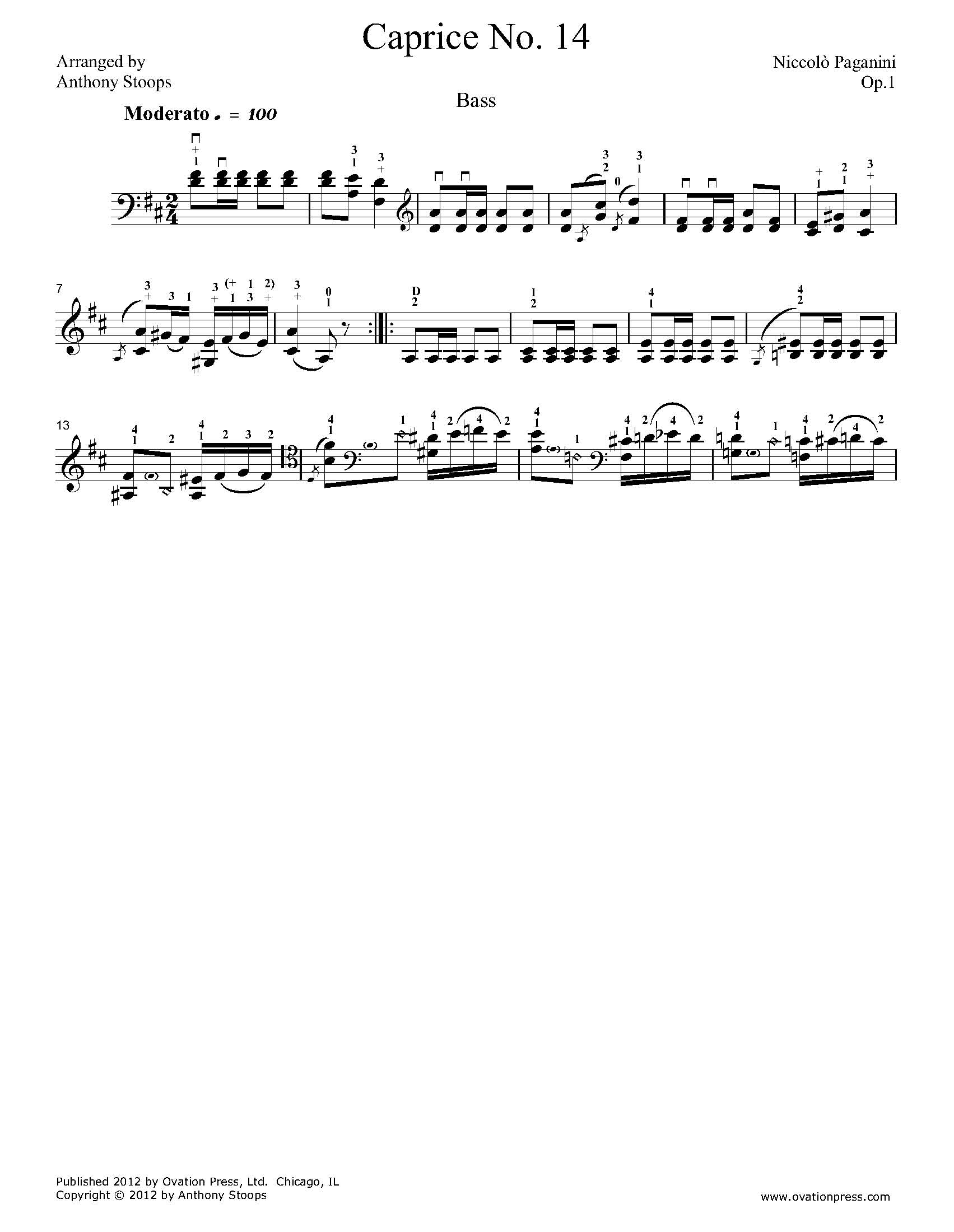 Paganini Caprice No. 14 for Bass