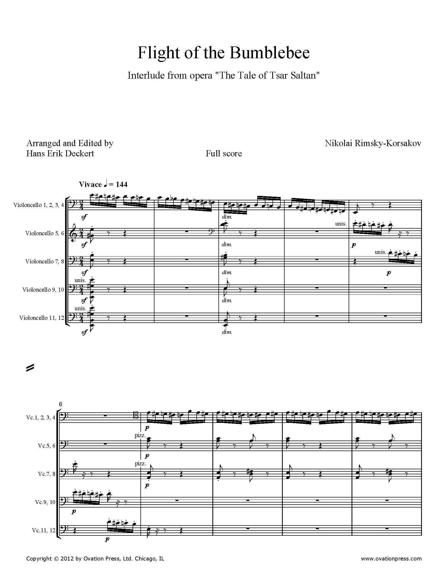 Rimsky-Korsakov Flight of the Bumblebee Arranged for 9-12 Celli