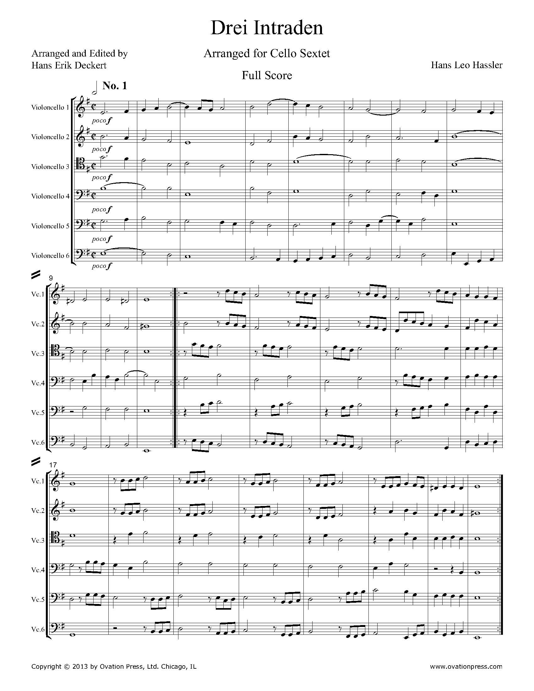 Drei Intraden (for Cello Sextet)