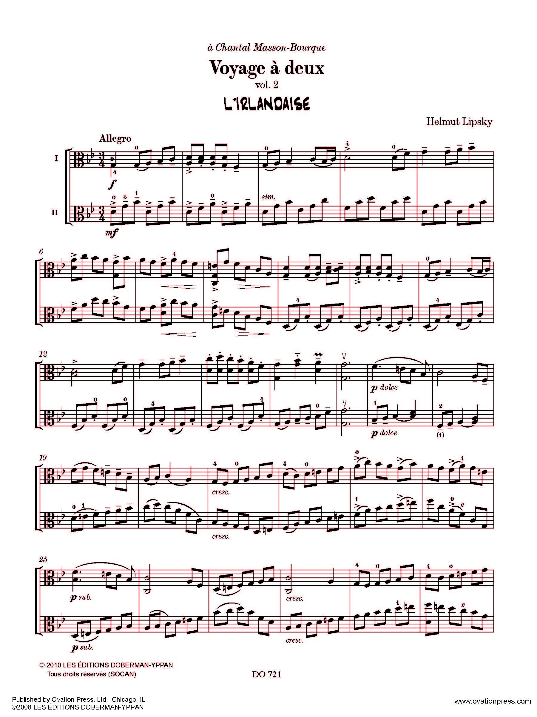 Helmut Lipsky Voyage á deux (for Viola Duo)