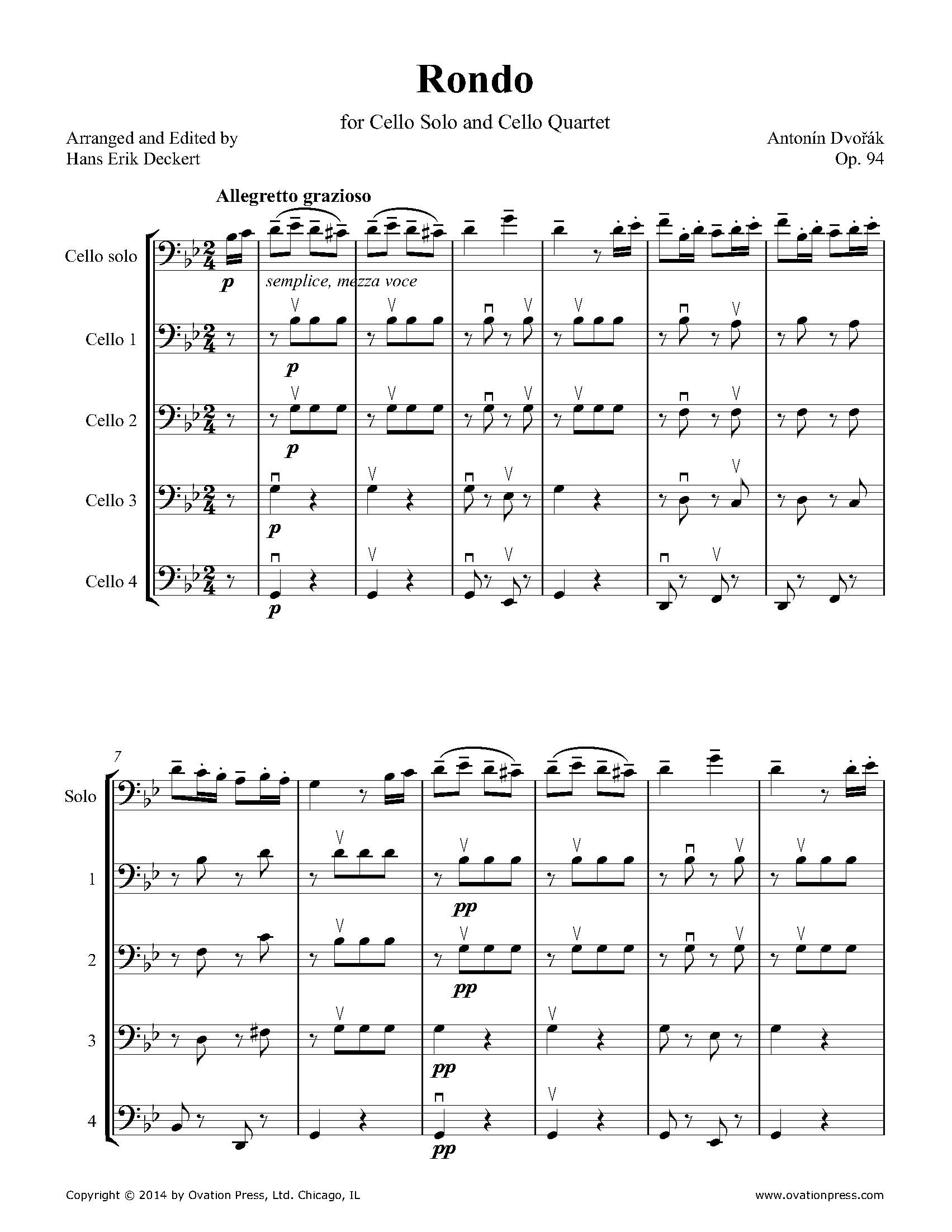 Dvořák Rondo Transcribed for Cello Quintet