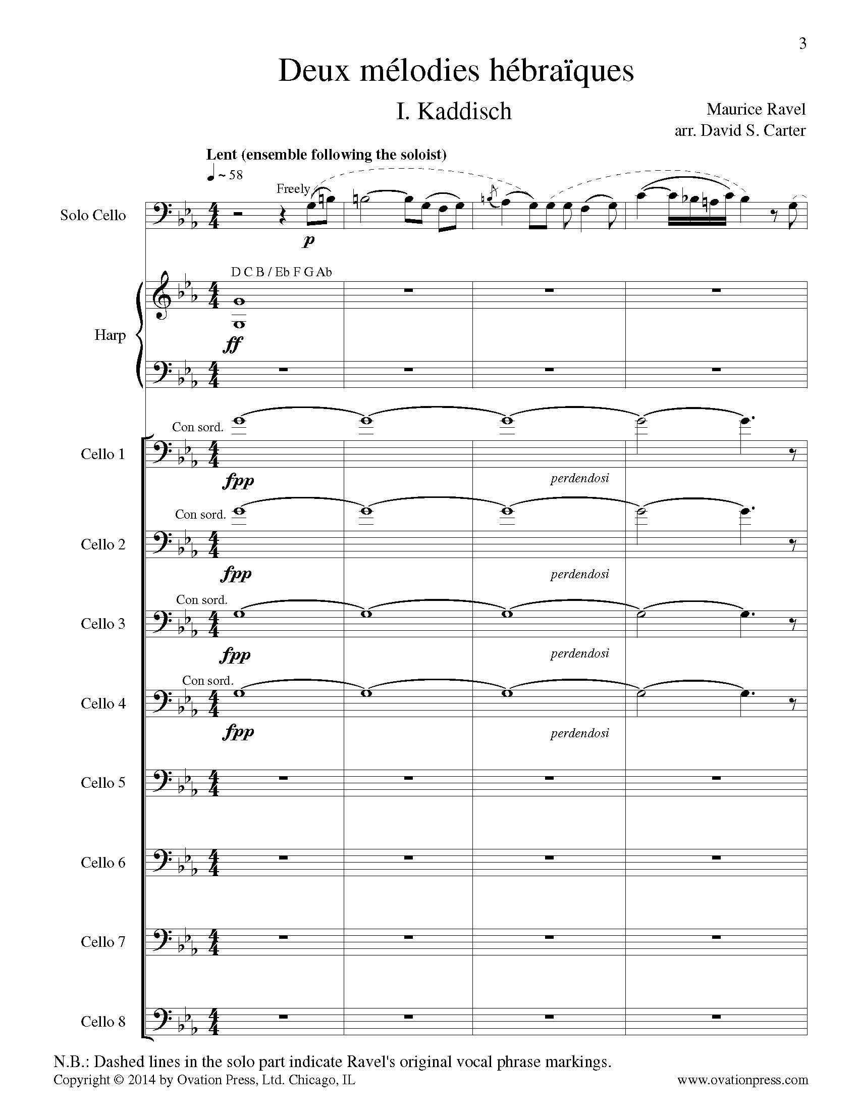 Ravel Kaddisch Arranged for 9 Celli and Harp