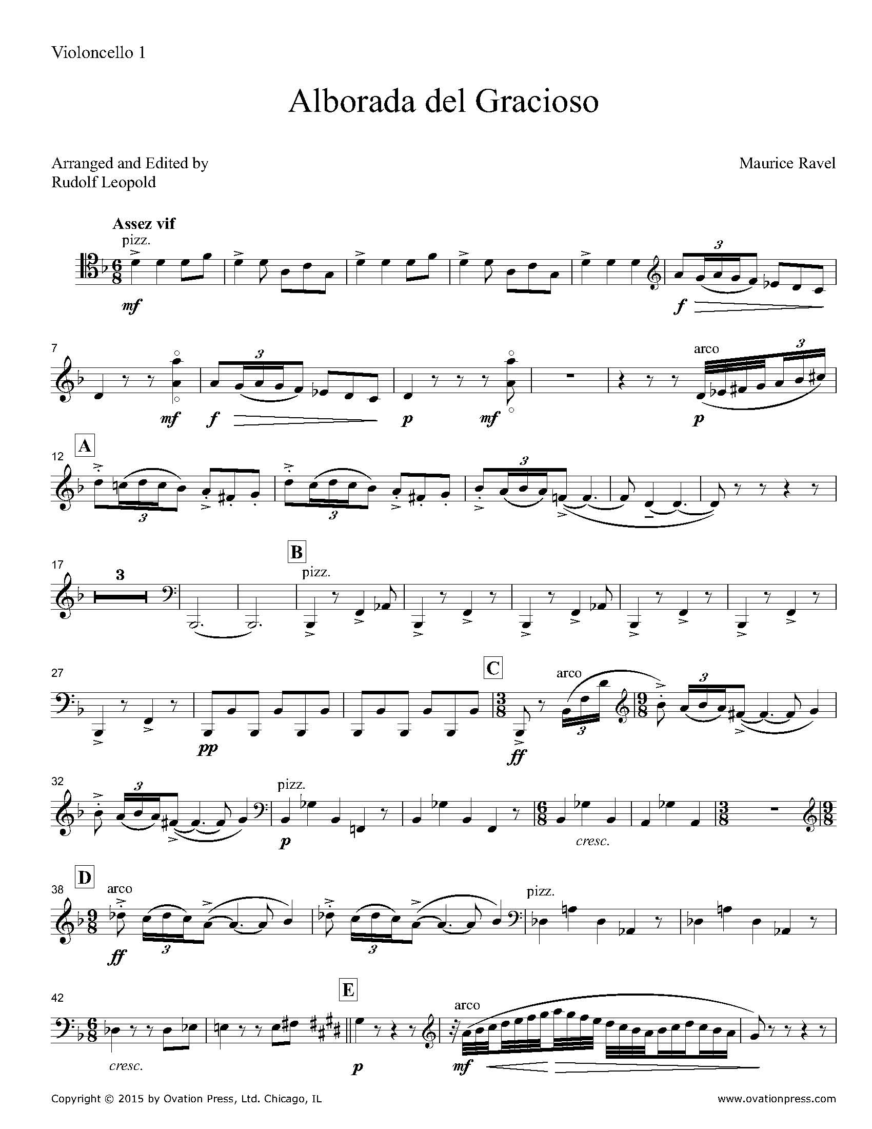 Ravel Alborada del Gracioso Arranged for 12 Celli