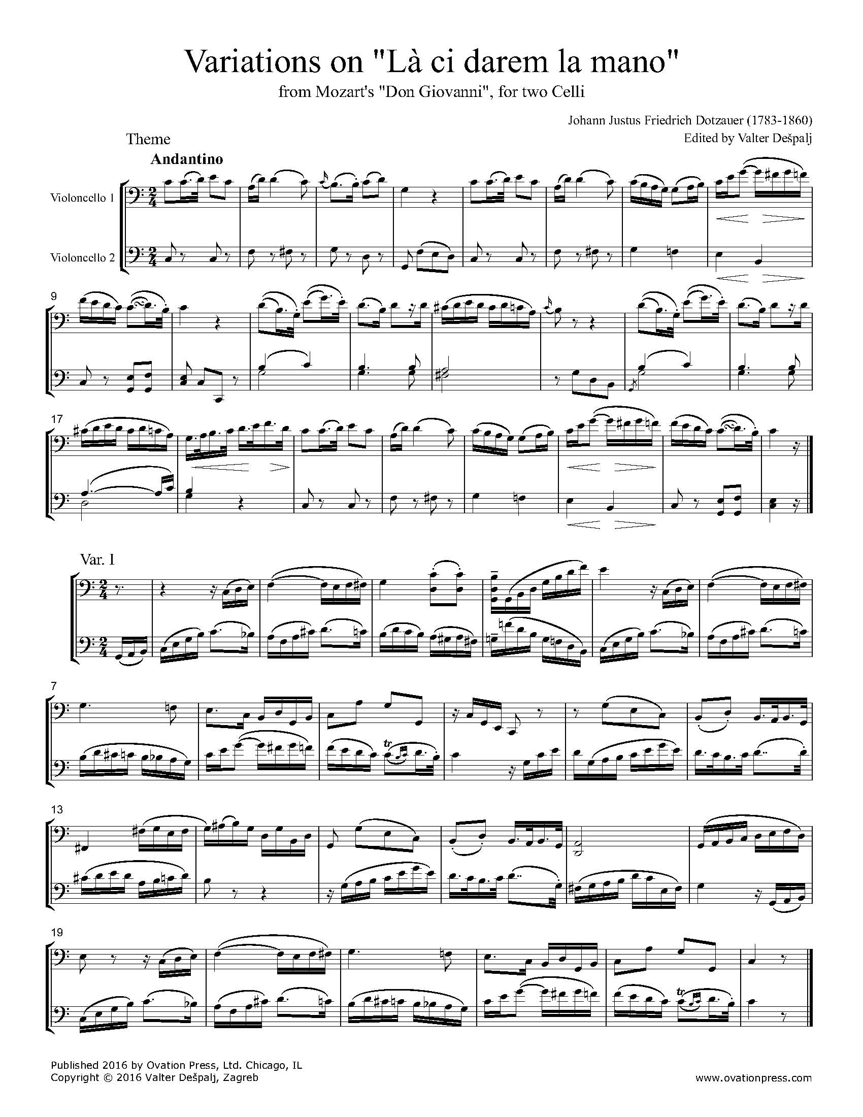 Variations on "Là ci darem la mano" (for Cello Duo)