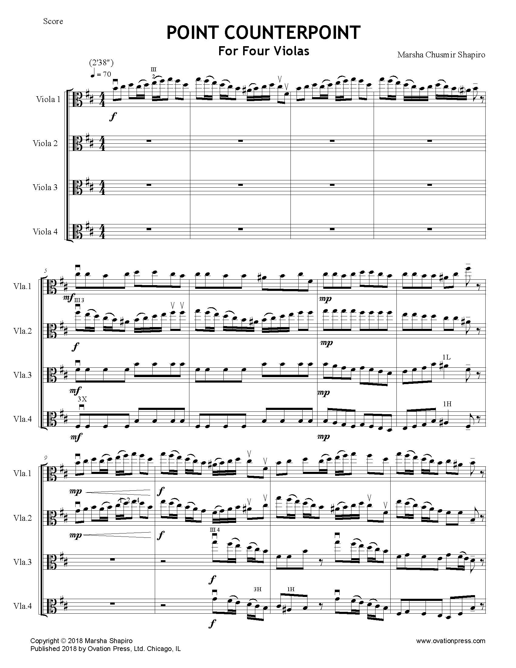 Point Counterpoint for Viola Quartet