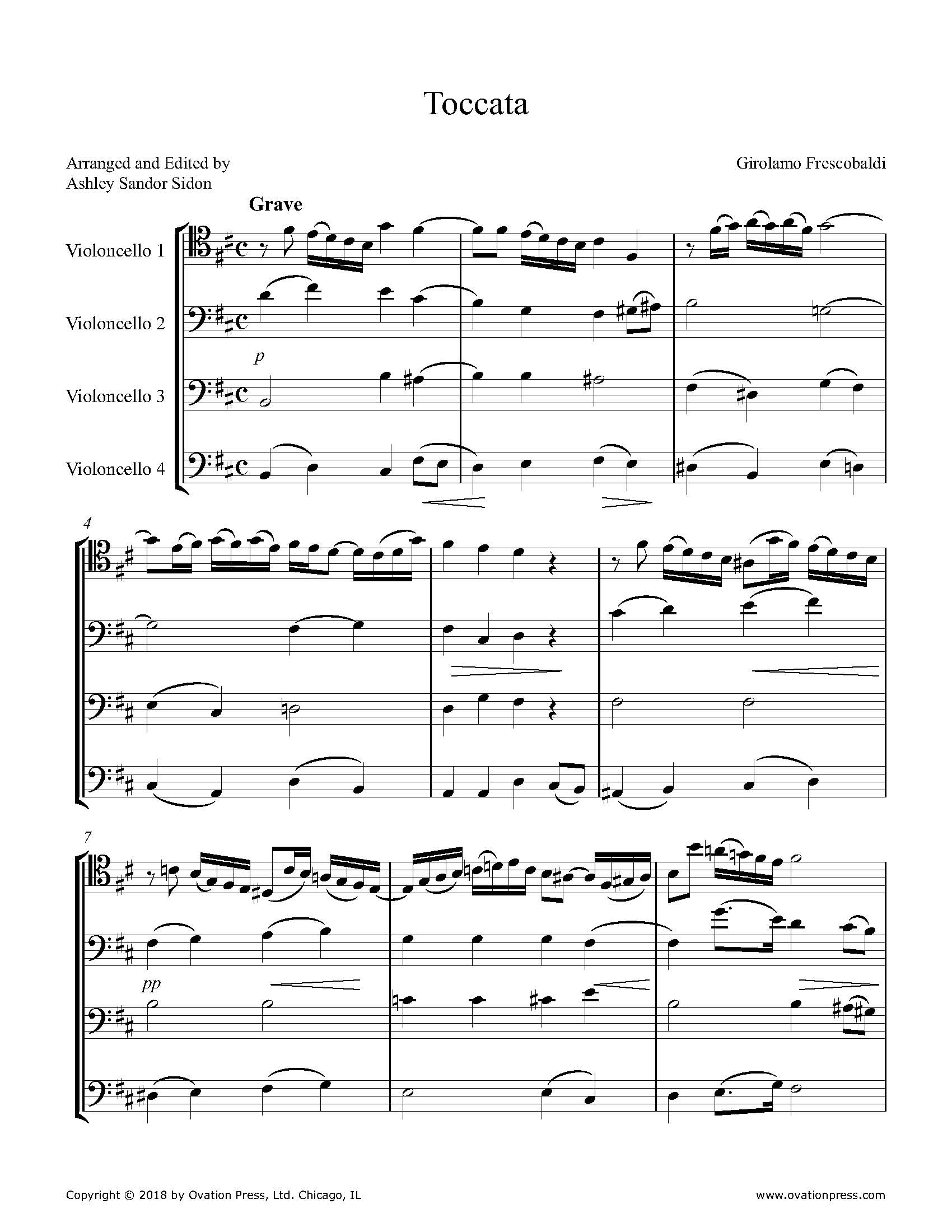 Toccata for Cello Quartet