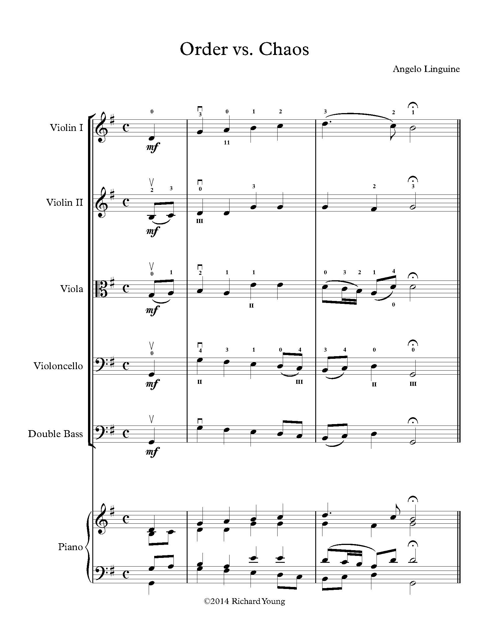 Linguine Order vs. Chaos (for Elementary String Orchestra)