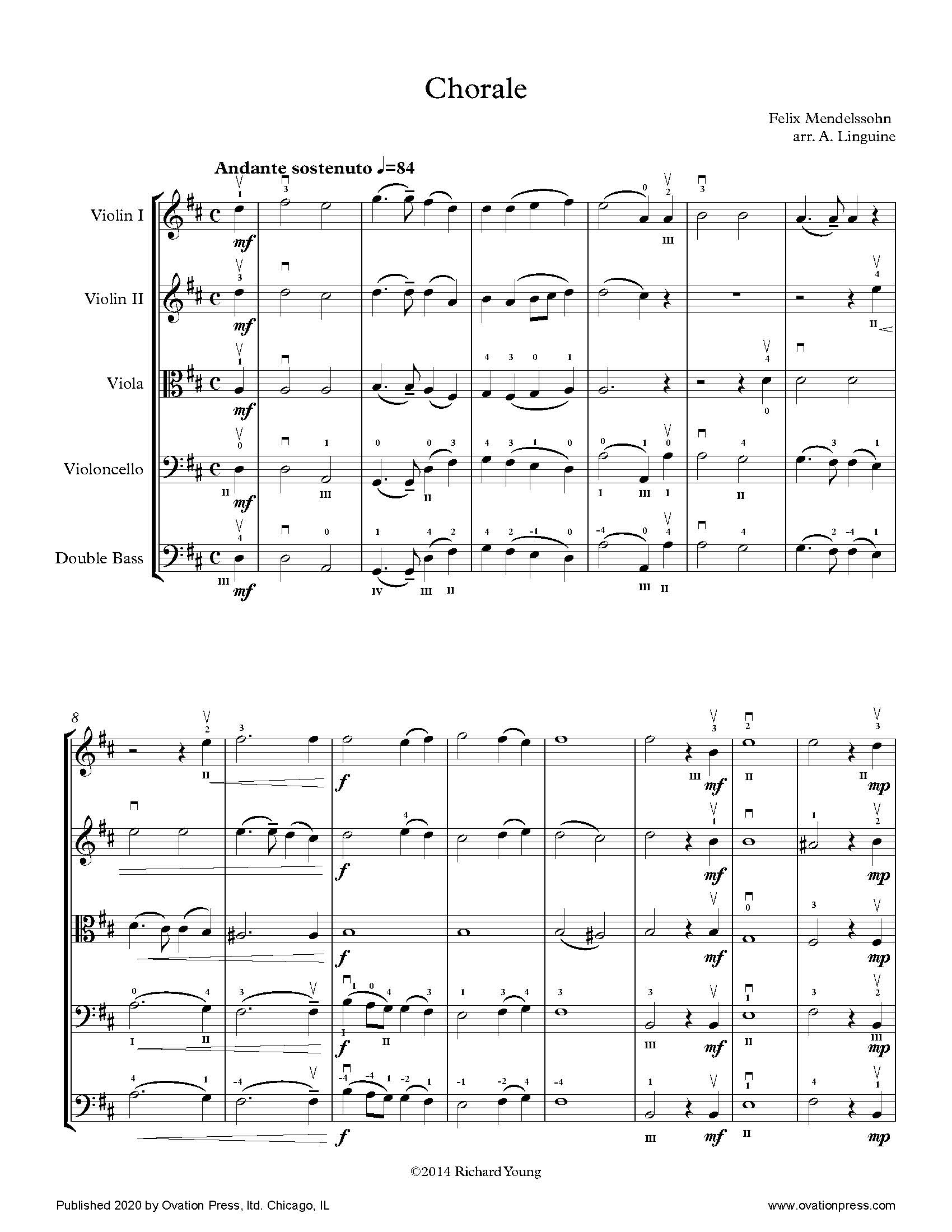 Mendelssohn Chorale (for Elementary String Orchestra)
