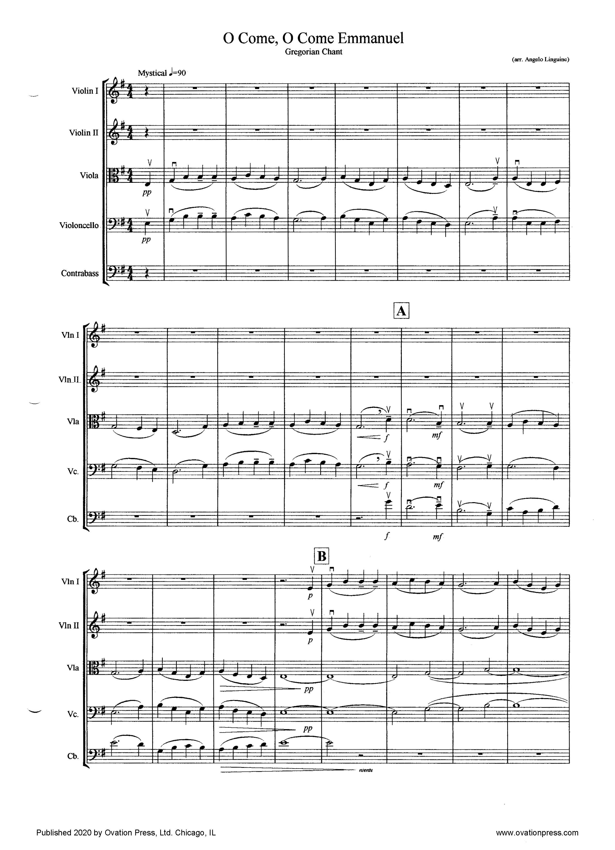 Folk Song O Come, O Come Emmanuel (for Intermediate String Orchestra)