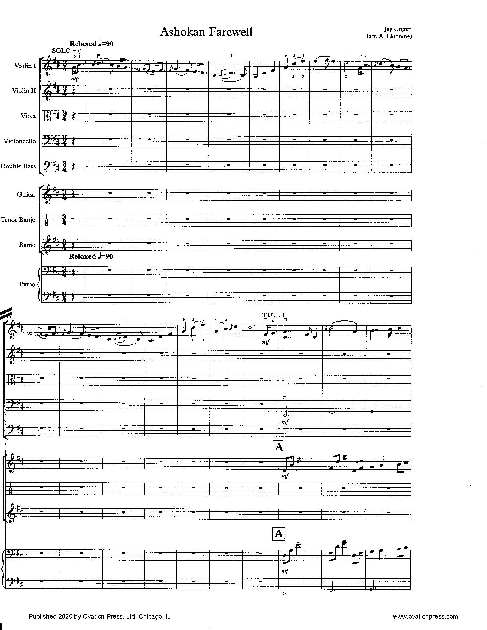 Ungar Ashokan Farewell (for Intermediate String Orchestra)