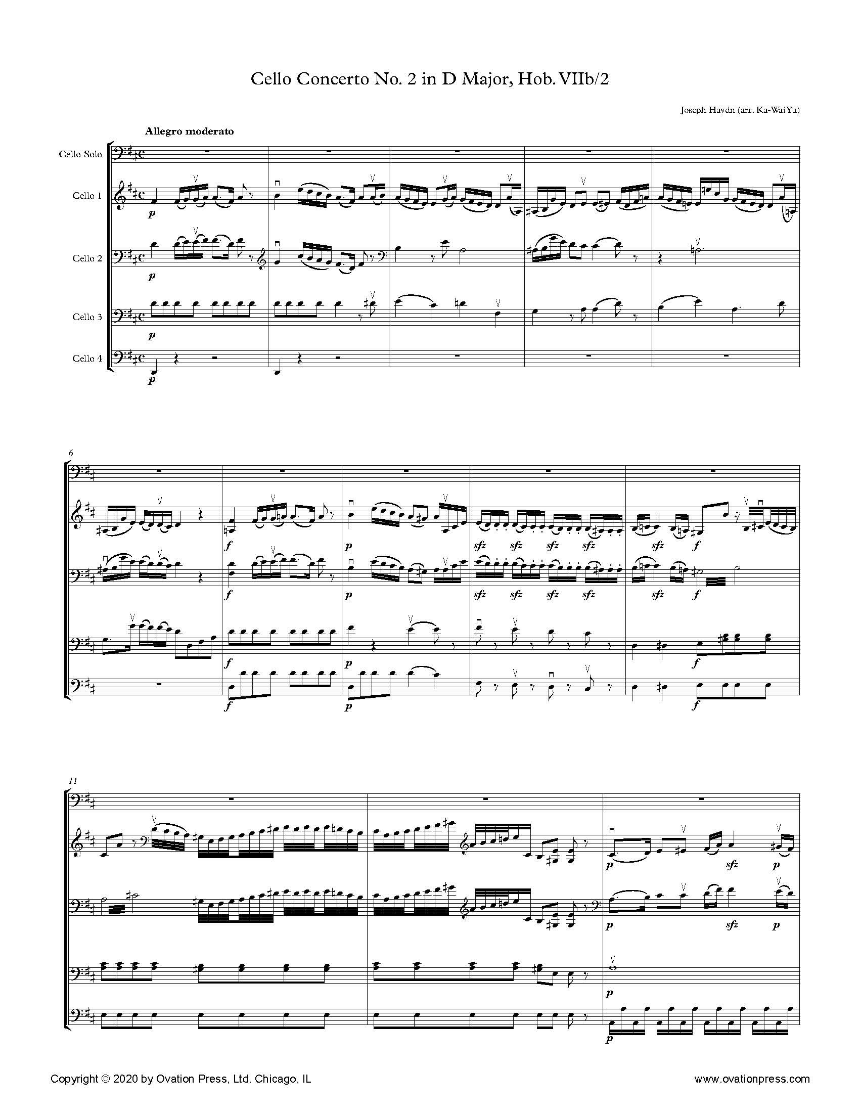 Haydn Cello Concerto No. 2 in D Major for Cello Quintet
