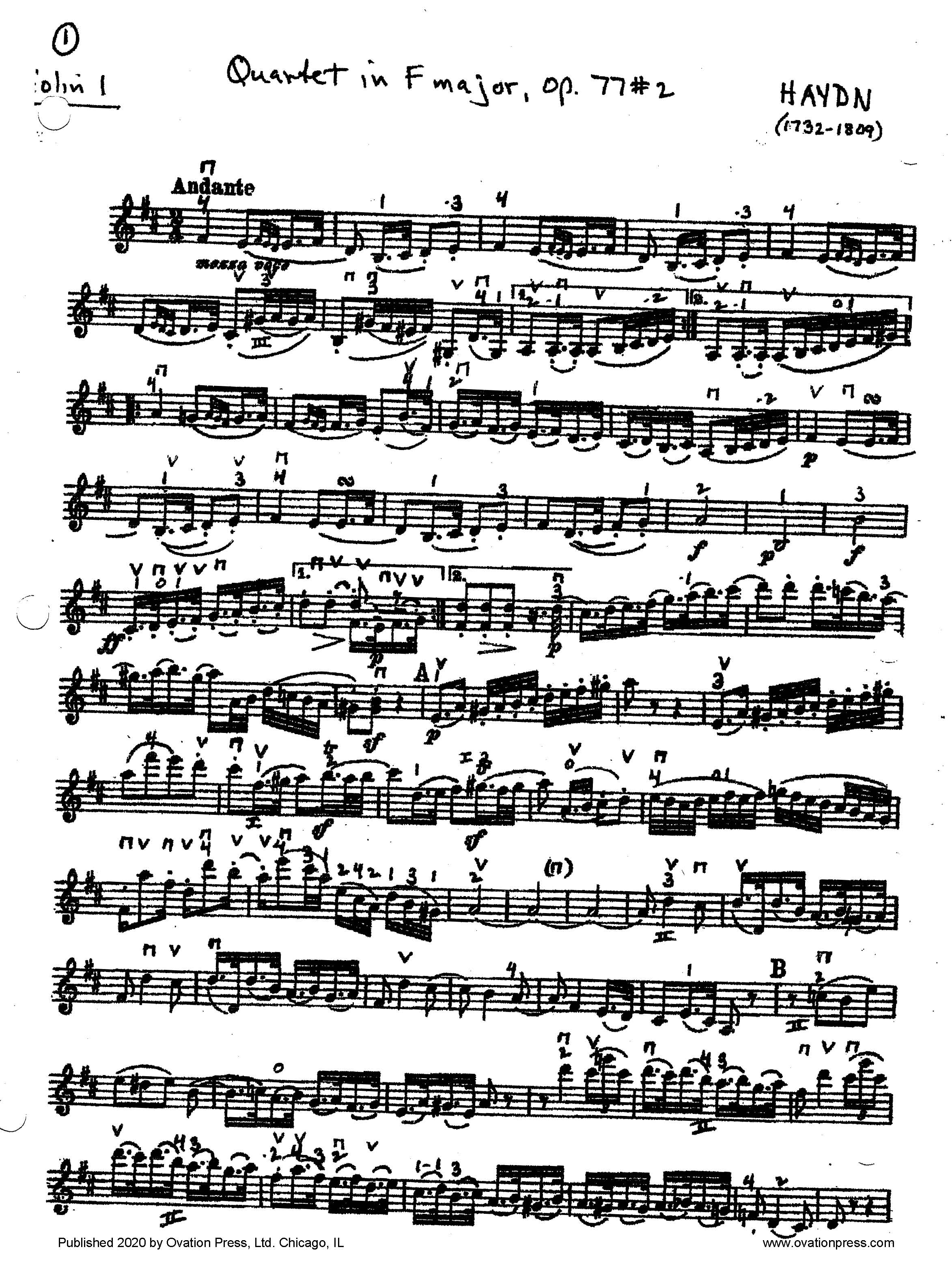 Theme and Variations from Quartet in F Major, Op. 77 No. 2 (for Intermediate String Quartet)