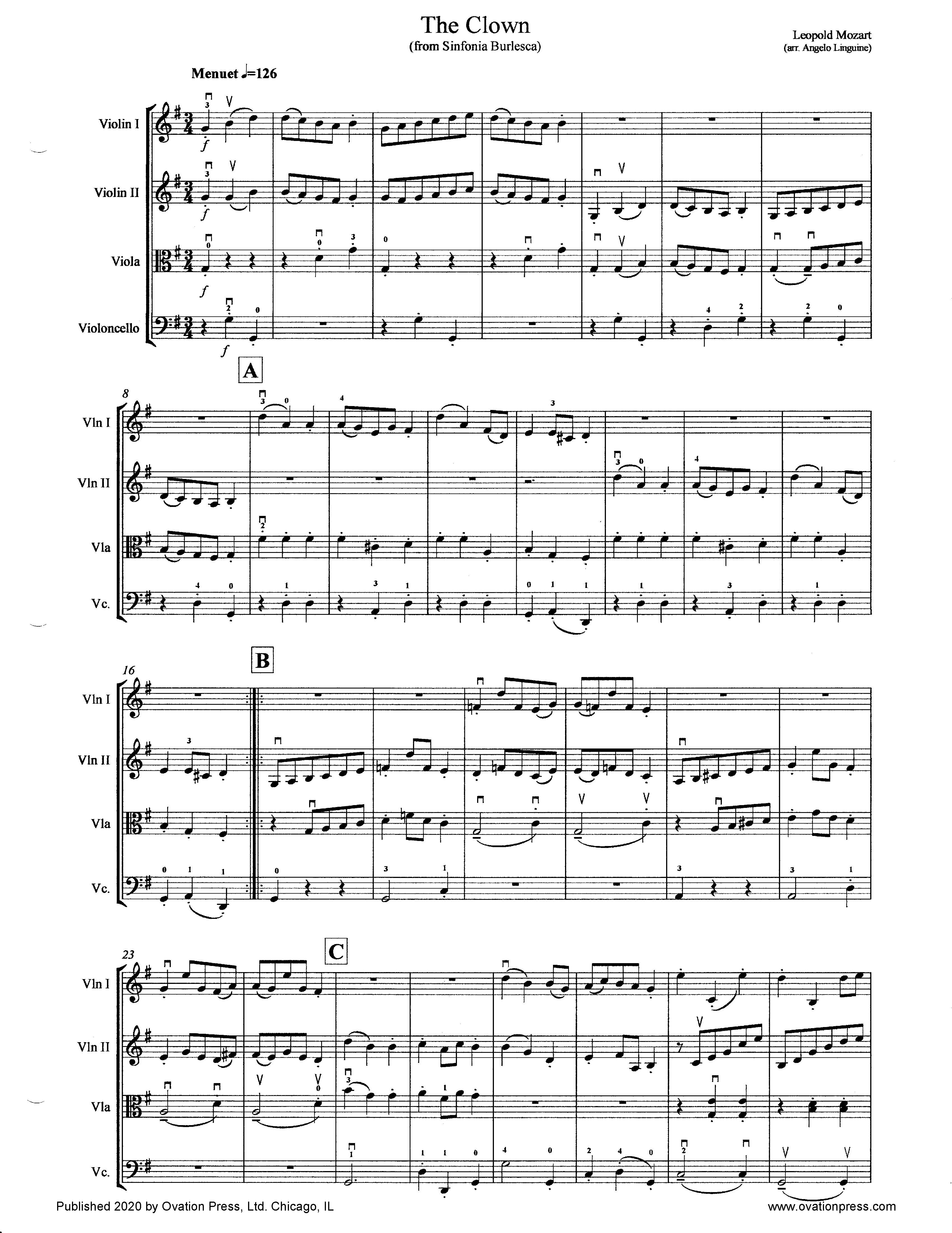 Mozart The Clown (for Intermediate String Quartet)