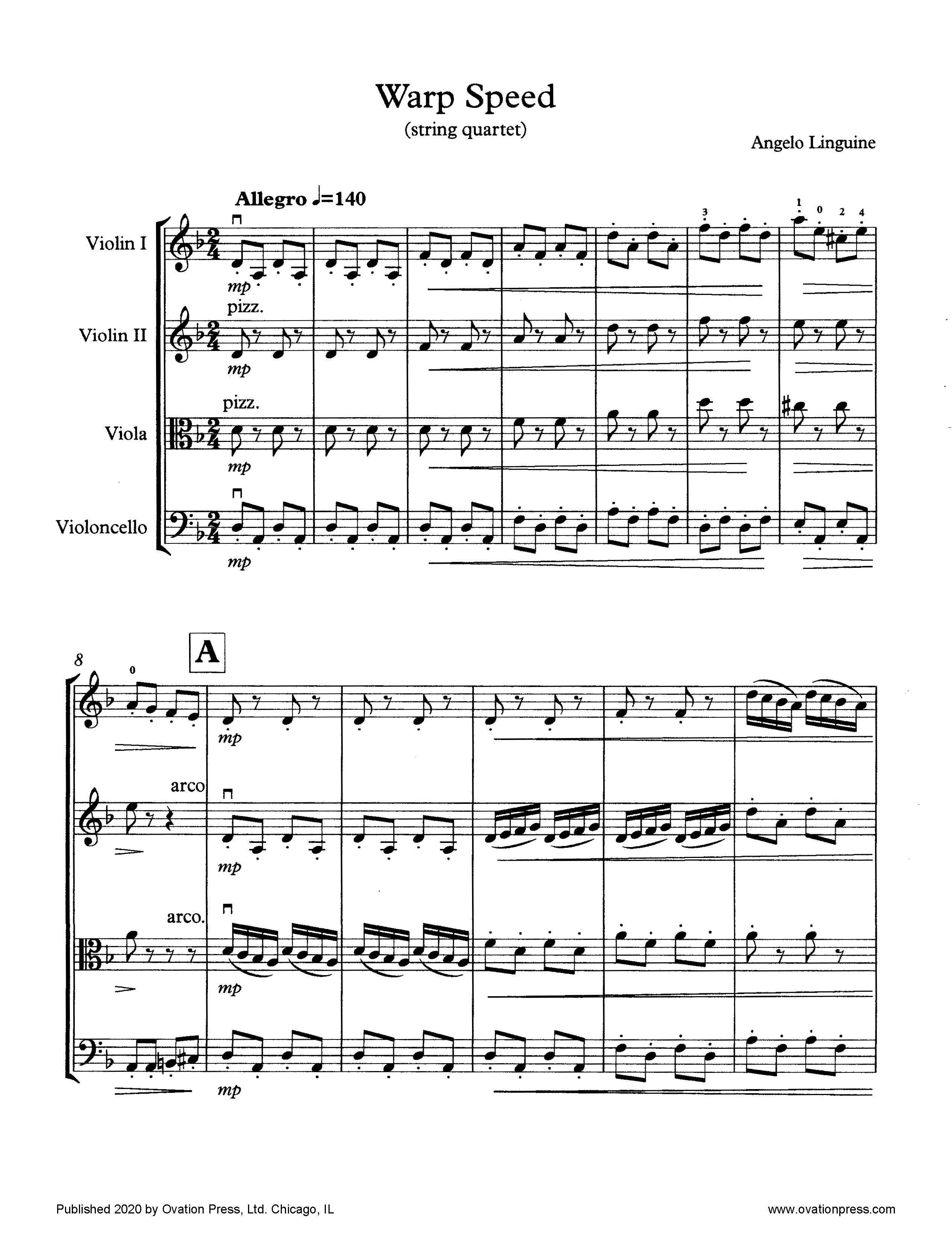 Linguine Warp Speed (for Intermediate String Quartet)