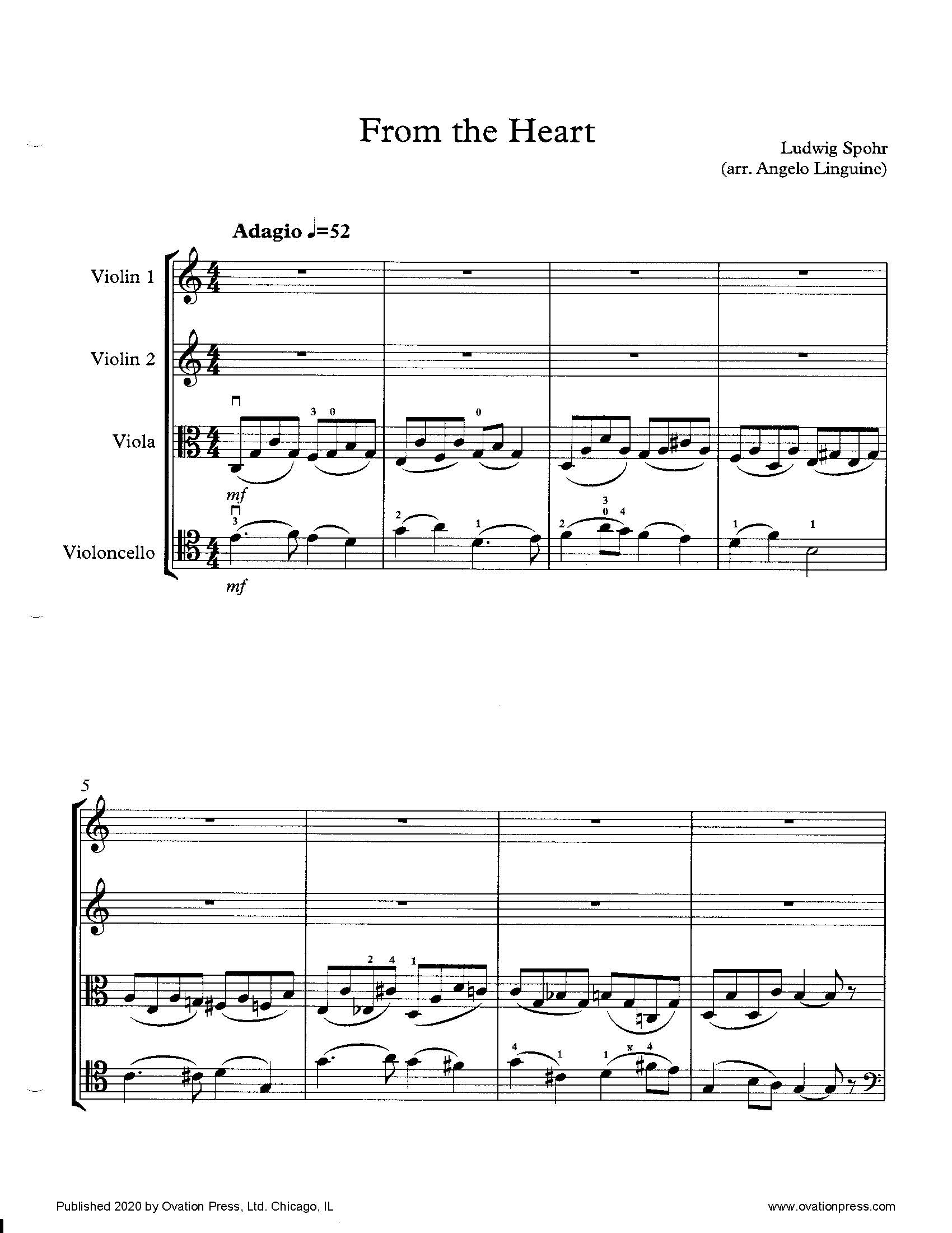 Spohr From the Heart (for Intermediate String Quartet)