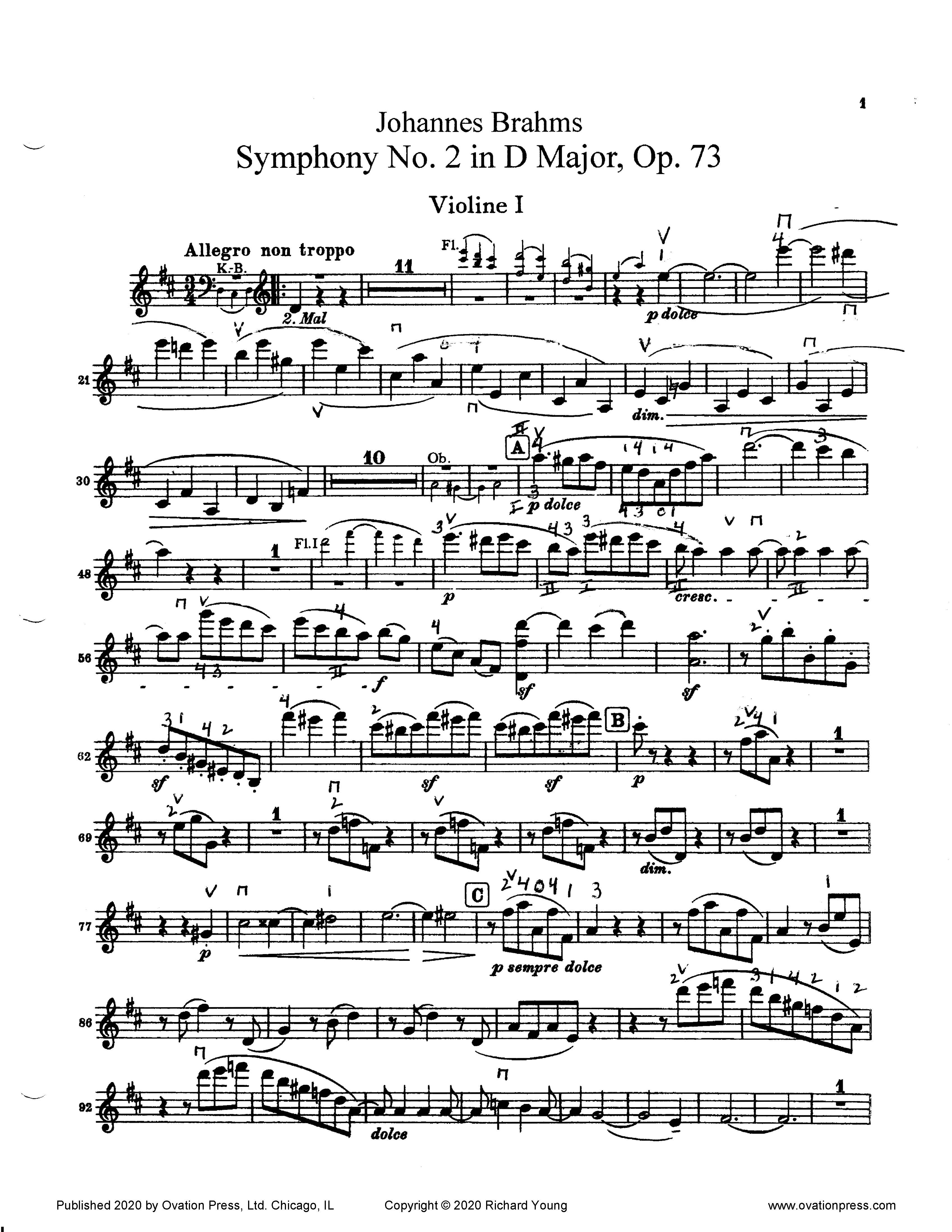 Brahms Symphony No. 2 (for Advanced Orchestra)