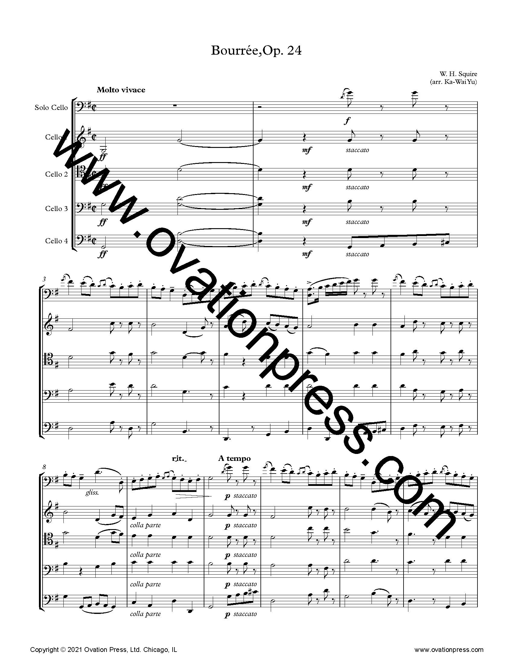 Squire Bourrée, Op. 24 (for Solo Cello and Cello Quartet)