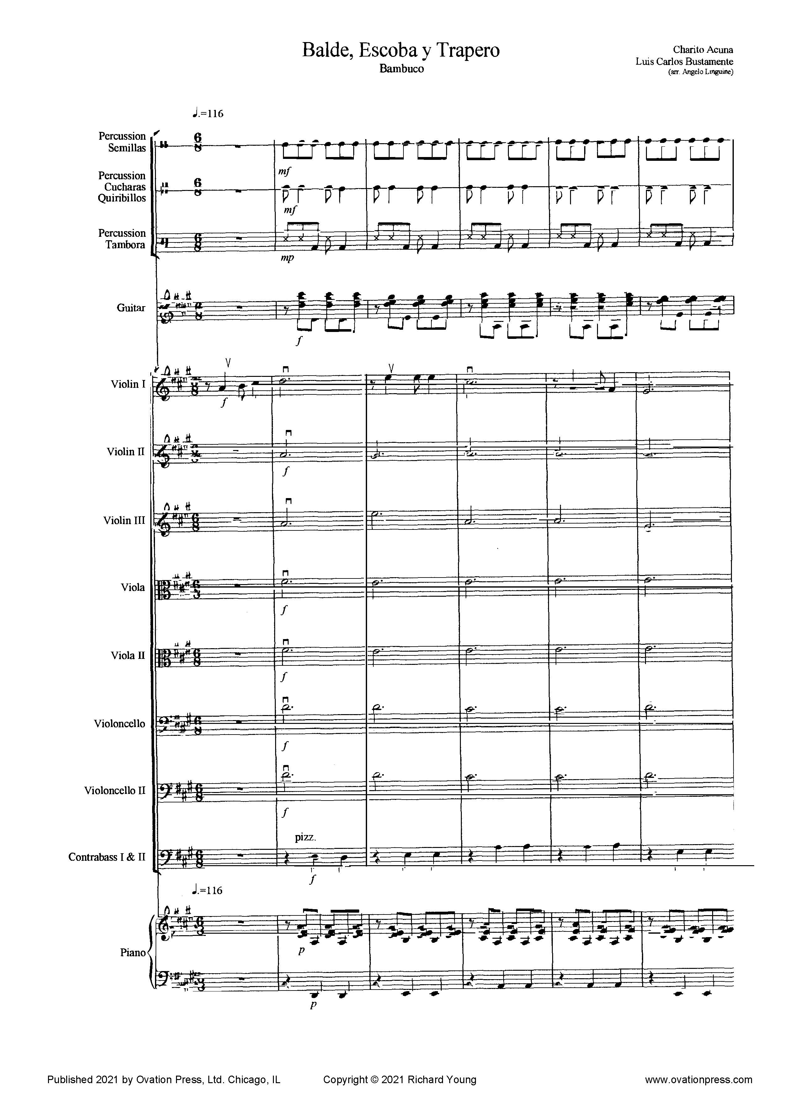 Acuna and Bustamente Balde, Escoba y Trapero (for Strings, Percussion, and Piano)