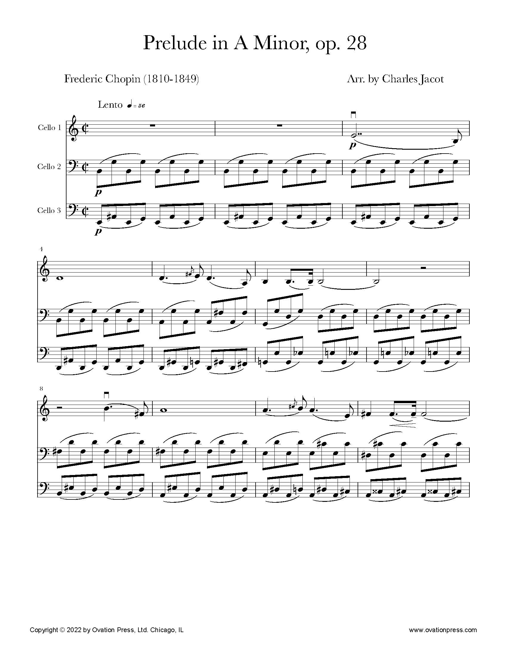 Chopin Five Preludes Op. 28 (for Cello Trio/Quartet)