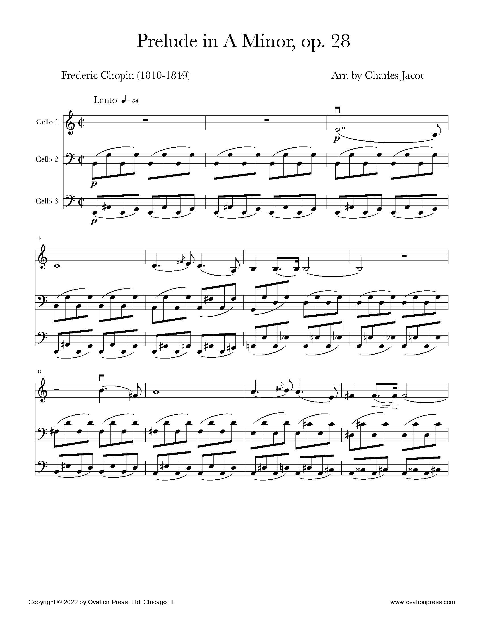 Chopin Five Preludes Op. 28 (for Cello Trio/Quartet)