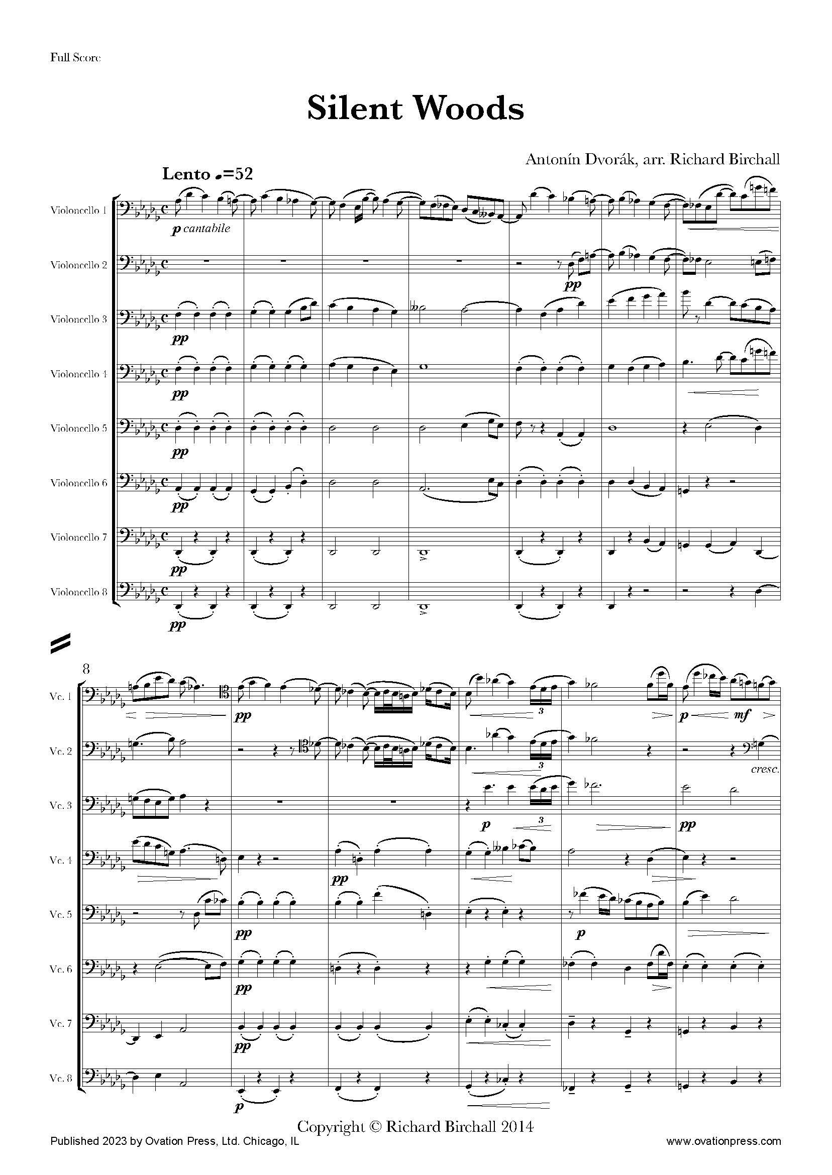 Dvořák Silent Woods for Cello Octet